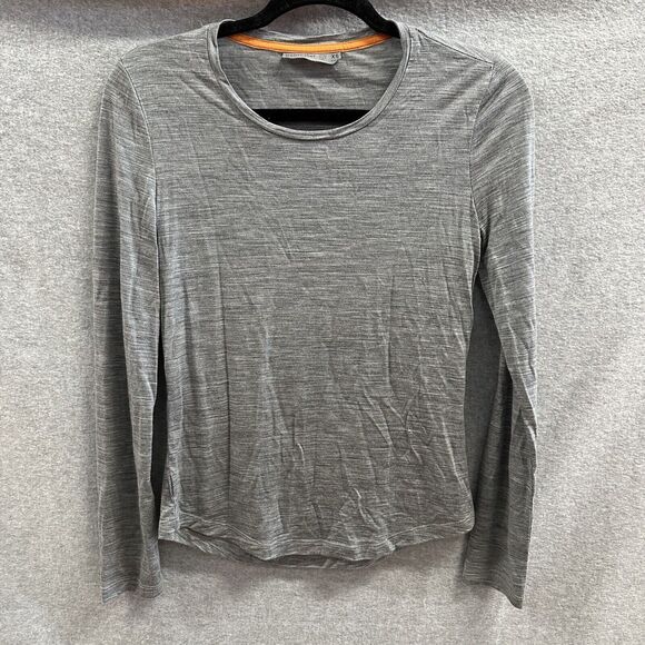 Icebreaker Tops - Icebreaker Top Womens Extra Small Grey Long Sleeve Merino Wool Blend Base Layer